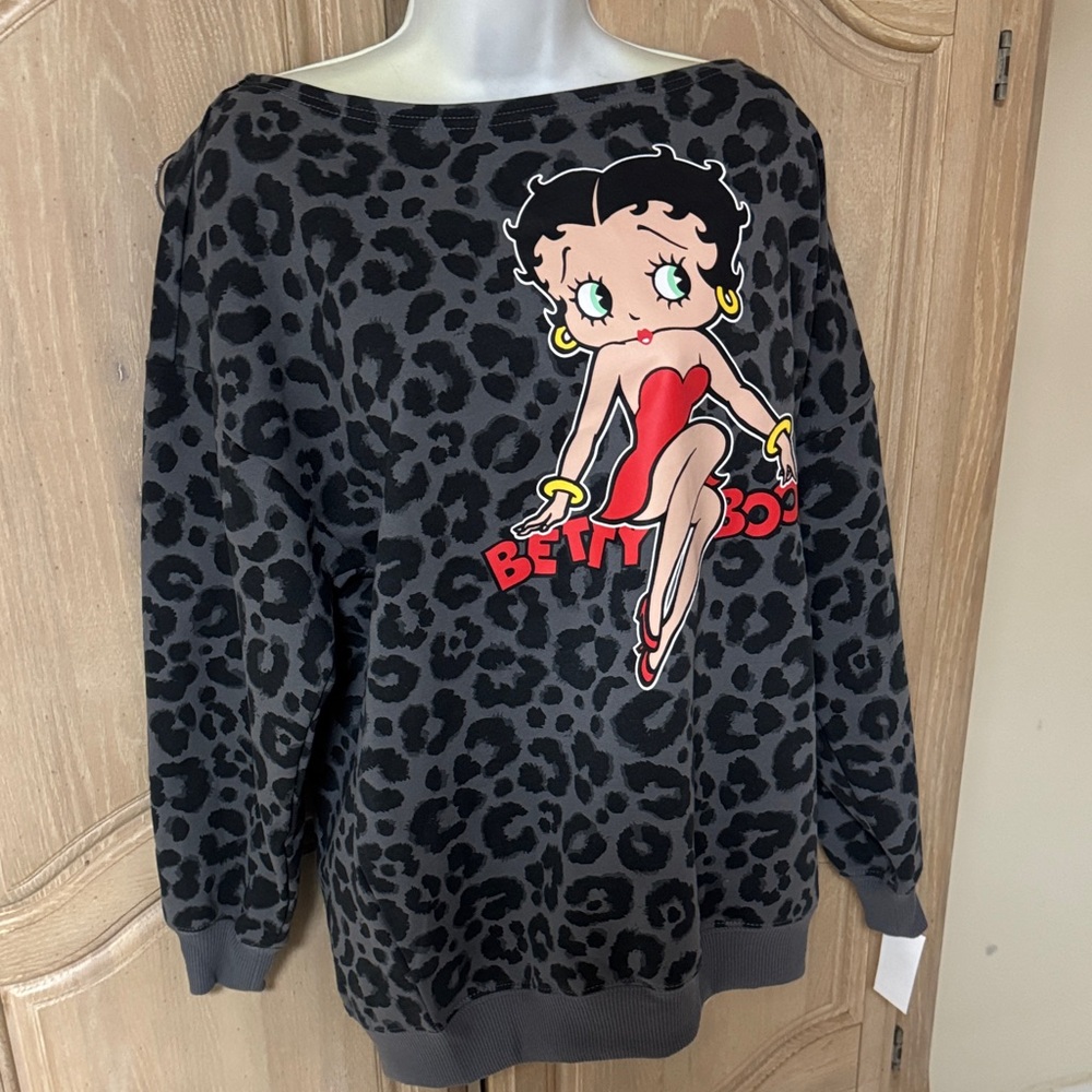 New Betty Boop Leopard Print Sweatshirt